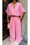 Women's V-Neck Blouse Wide-Leg Pants Oversize Modal Textured Set - 2