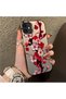 iPhone 12 Mini Compatible Silicone Edge Hard Back Case Couple Phone Case with Floral Pattern - 3