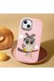 iPhone 13 Compatible Case Camera Protector Pink Silicone Couple Phone Case with Owl Pattern - 2