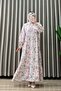 Armağan Elbi̇se Modal Mango Fabric Women's Purple Half-Openable Buttoned and Floral Patterned Hijab Dress