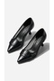 Icon Women's Black Leather Pointed Toe Short Heel Transparent Tulle Detailed Buckle Heeled Shoes - 2