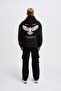 Men's Embroidery Bird Hooded Sweatshirt Black - 7