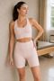Women's Powder Pink Padded Sports Bra Crop Top - 3
