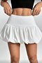 Black and White Mini Balloon Skirt with Shorts - 2