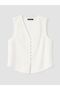 Lcw Vision White V-Neck Buttoned Textured Muslin Blouse - 4
