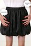 Women's Luna Bubble Lined Satin Balloon Mini Skirt Black - Elastic Waist, Voluminous Stylish Design