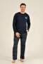 Father Son Child Lets Go to the Mountains Navy Blue Long Sleeve Pajama Set Ar3832-A-V1 - 5
