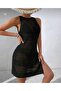 100% Cotton Openwork Patterned Backless Crew Neck Sleeveless Knitwear Pareo-Beach Dress New - 5