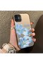 iPhone 12 Mini Compatible Silicone Edge Hard Back Case Couple Phone Case with Floral Pattern - 3