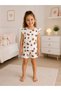 Girls' Cotton Summer Thin Fabric White Ribbon Pattern Short Sleeve Shorts Summer Pajamas Set