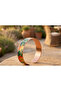 Copper Orange Patterned Adjustable Clamp Bracelet - 5