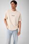 Crew Neck Short Sleeve Small Logo Embroidered Oversize Men's Cream T-Shirt M6Yi46K4232-G1Cv