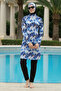 2-Piece Set (with Bonnet Gift) Half Fisherman Low Shoulder Open Shoulder Lycra Fabric Burkini Hijab Swimsuit D8 - 2