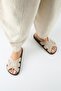 Bartolo Women's Leather Genuine Leather Caged Beige Slippers - 8