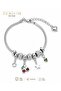 Women's Silver Color Steel Bracelet with Dangle Cherry Star Charm - 7