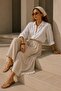 Women's Mesh Knitted Beige Knitwear Bandana - 2