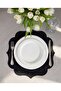 4-Piece Black Embroidered Linen American Placemat Set |   Stain Resistant |   Modern Table Decor