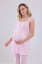 New Season Powder Special Lace Design Strap 100% Cotton Maternity Pajama Set with 3 Pieces - 4