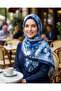 Patterned Cotton Soft Shawl Blue Soon Series - Mira İpek - 2