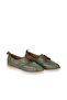 Green Leather Women's Flat Ballerinas - 3