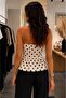 Women's Halter Neckline Backless Polka Dot Skirt Flounced Combed Cotton Blouse 26101 - 4