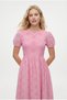 Women's Blair Scallop Embroidered Lined Short Sleeve Long Woven Pink Dress - 3