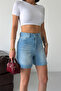 Women's High Waist Cotton Light Blue Mini Denim Shorts - 5