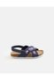 Girls Navy Embroidery Cork Sandals