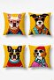 Set of 4 Patterned Dog Pillow Covers - 3