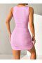 Women's Strappy Round Neck Mini Camisole Dress - 3