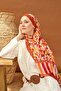 Riva Shawl Tencel Botanical Floral Dark Orange - 3