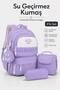 4-Piece Satin Fabric Waterproof Primary School Bag Set with Lunch Bag, Pen Holder and Accessory Bag - 4