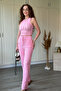 Ruffled Crop Crew Neck Pants Set - 8