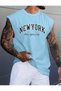 Baby Blue Men's Cotton Training Sports Athlete Sleeveless Oversize T-Shirt