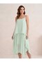 Stylish Asymmetrical Midi Dress with Rope Straps and Layered Detail