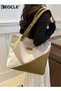 Women's Paneled Tote Bag with Contrast Design & Top Handles Stylish Large Capacity Shoulder Bag for Daily & Casual Use - 2