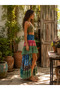 Blue Color Imported Short Front Long Back Bohemian Silk Skirt - 3