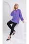 Women's Vibrant Color Geometric Patterned Gathered Cuff Tunic