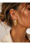 Gold & Silver Color Twist Hoop Earrings Stainless Steel Women's Earrings - 2