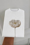 Unisex Oversized T-Shirt with Floral Motif Print Black / White - 6