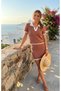Summer Polo V-Neck T-Shirt Blouse Mini Skirt Knitwear Set