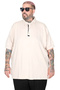 Mode XL Large Size T-Shirt Polo Collar U26581 Beige