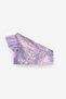 Lilac Sequined One-Shoulder Sleeve Tulle Detailed Girls' Crop Blouse - Bianca - 2