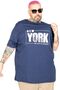Mode XL Large Size T-Shirt Bis Collar New York U26119 Indigo - 2