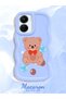 Vivo Y16 Compatible Case Camera Protector Blue Silicone Couple Phone Case Bear Pattern - 2