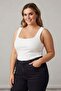 Trend42Plus Large Size Thick Strap Basic Top-Ecru - 2