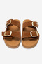 Men's Double-Strap Buckle Slippers Real Suede Leather Zy 4206 Suede Taba - 4