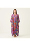 Phuket Flower-Patterned Viscose Kaftan Dress - 3