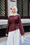 Women's Waist-Tie Skirt Top Blouse Burgundy