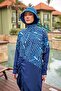Full Covered Parachute Hijab Swimsuit 4 Pieces - Navy Blue |   M2427 - 4